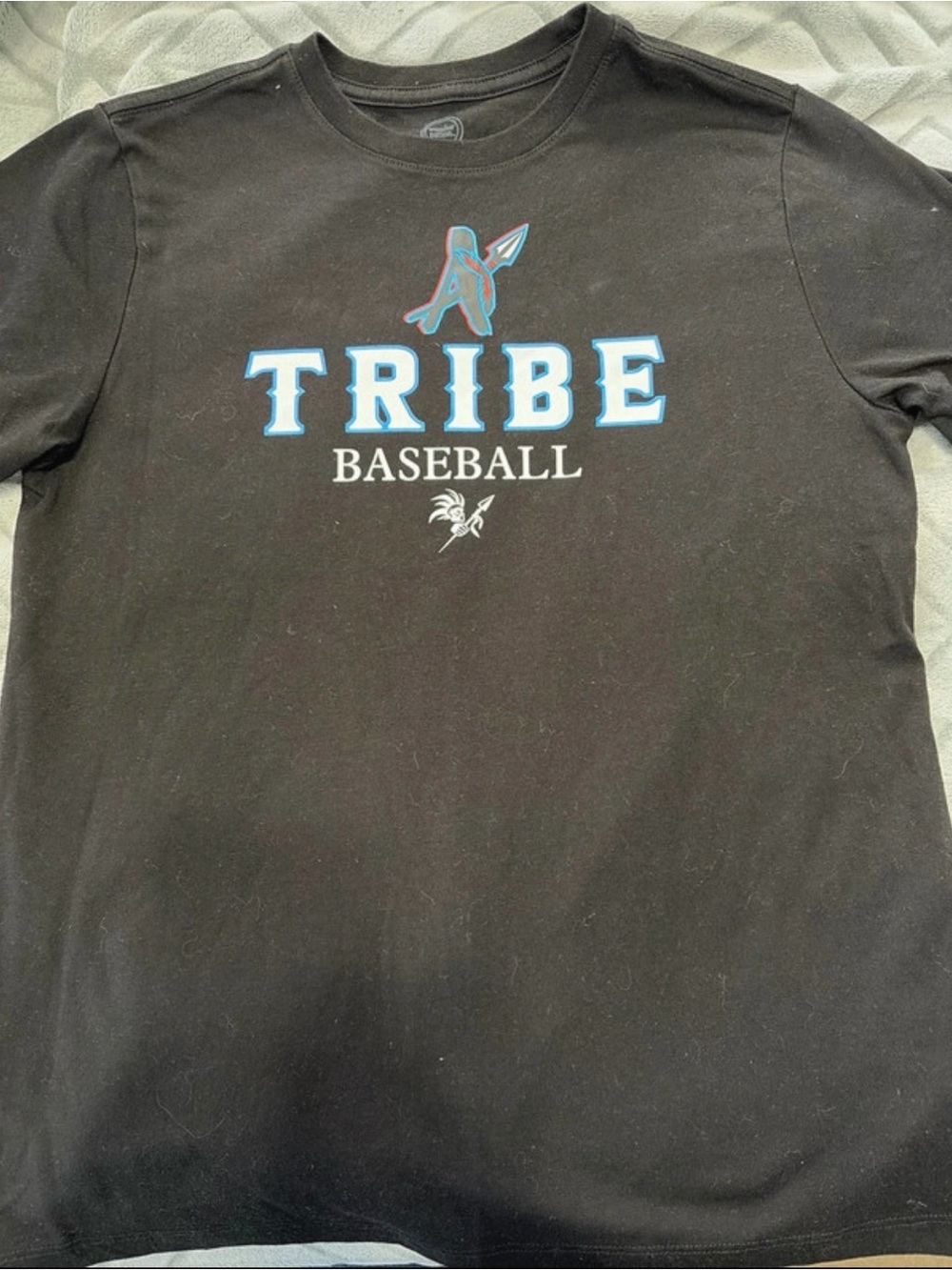 wonder nation Black Tee with Blue & White 'TRIBE BASEBALL' Graphic
